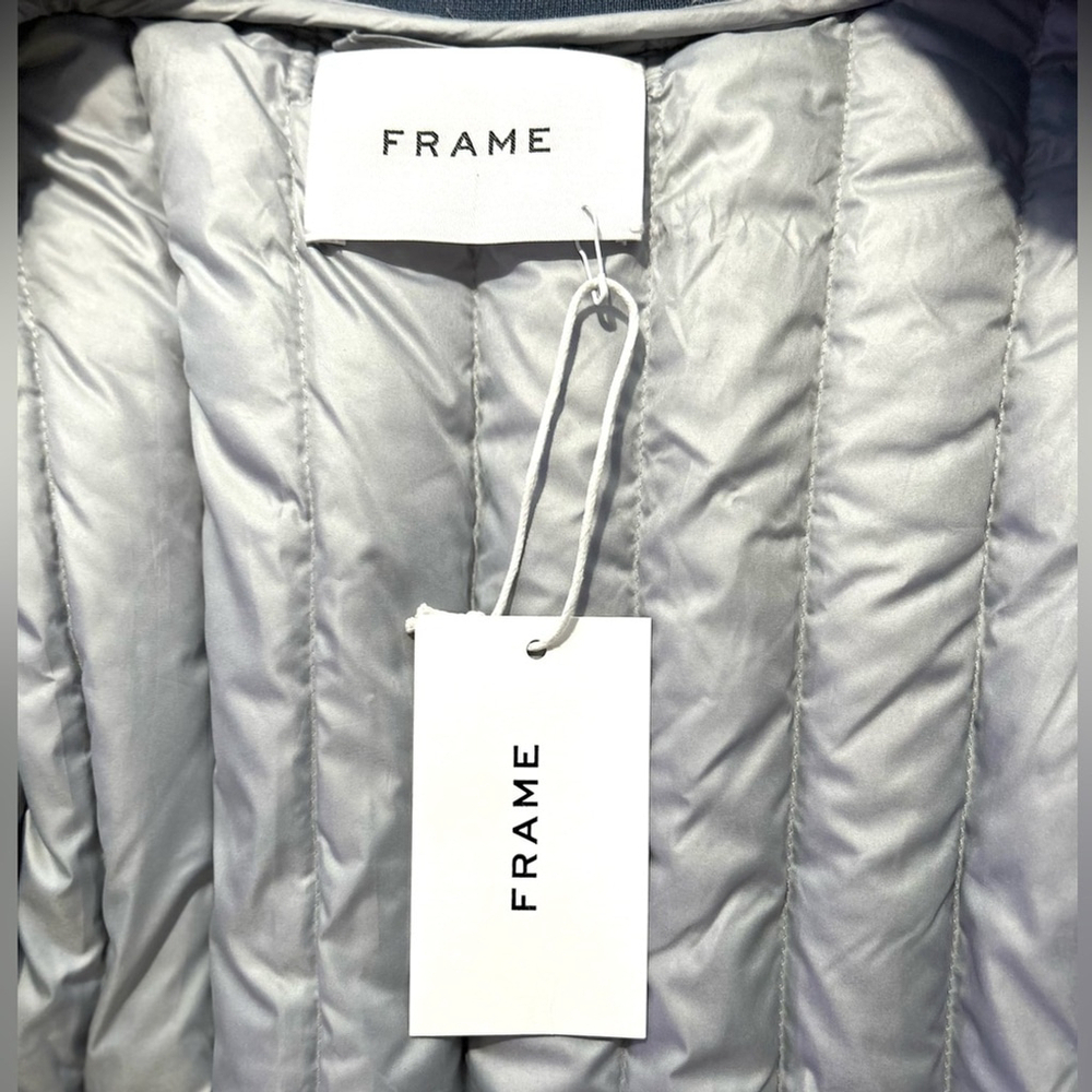 FRAME Denim NWT Quilted LinerDown Puffer Jacket in Steel Sz M - Picture 2 of 8